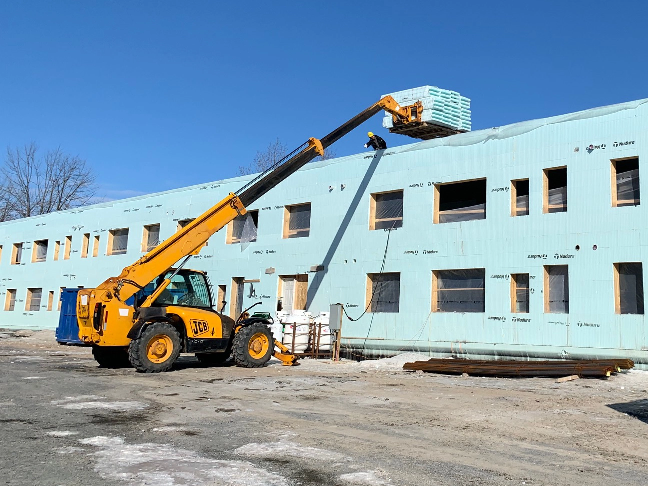 Wood bucking in a multi-family ICF project.