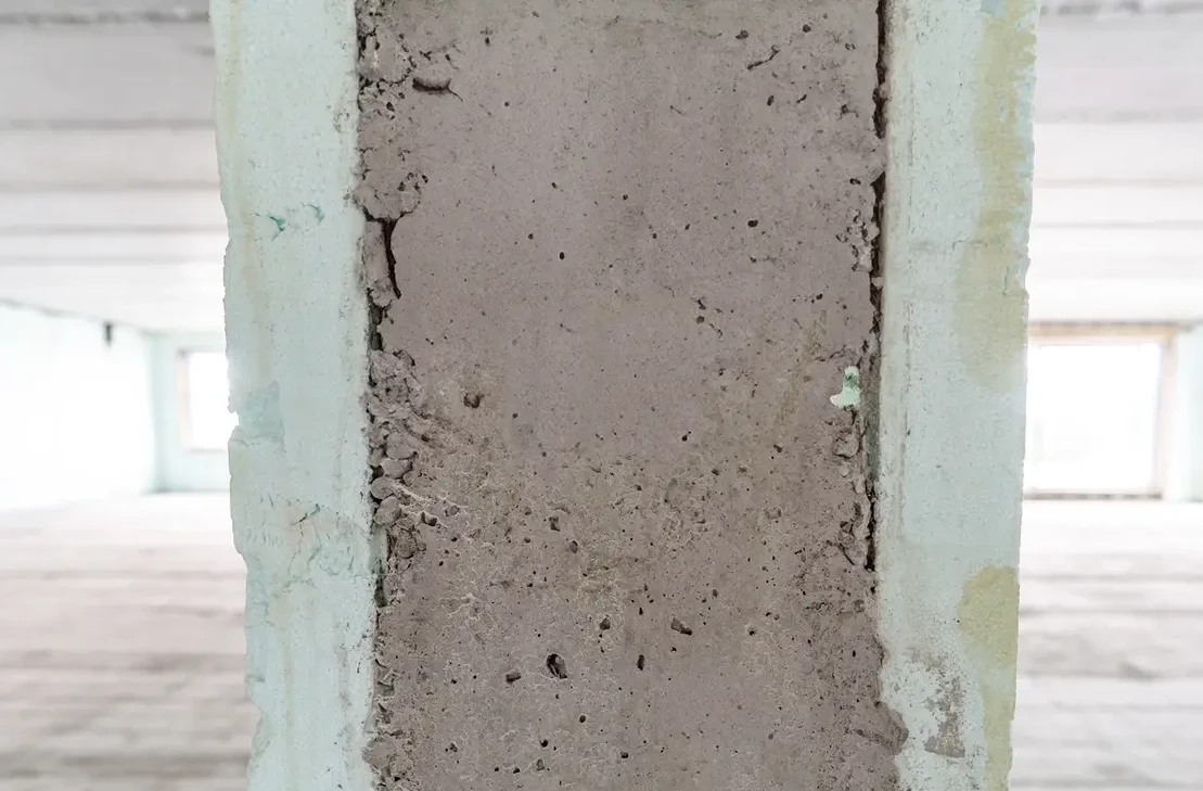 ICF wall close up.