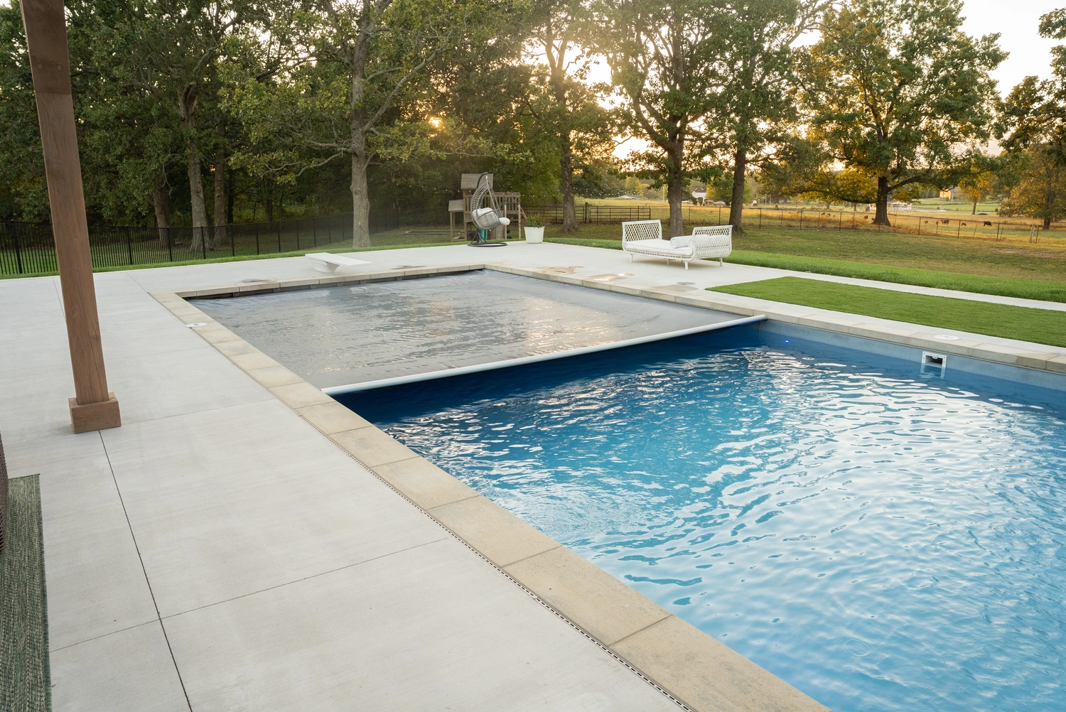 ICF swimming pool with automated pool cover.